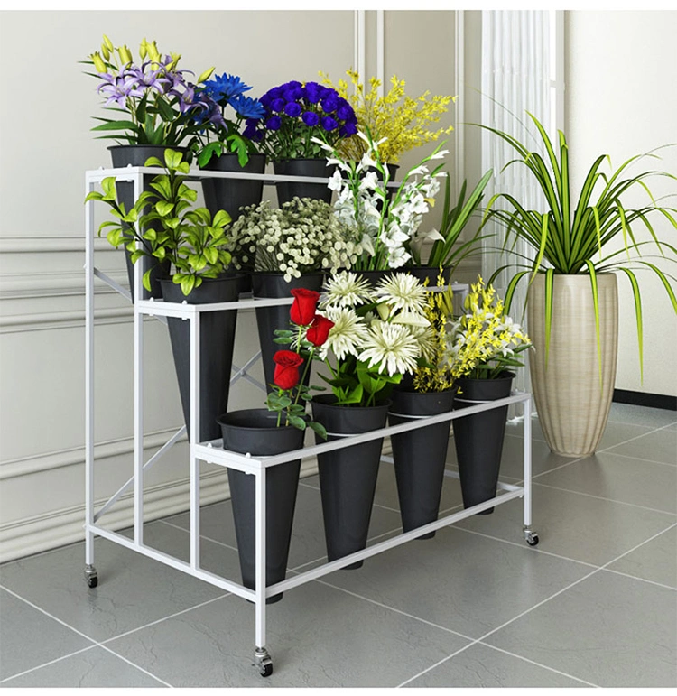 High Quality Metal Craft Flower Stand with Four Wheels