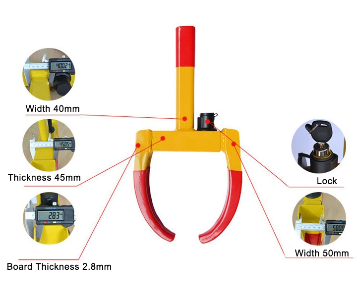 Anti-Theft Adjustable Portable Steel Car Wheel Clamp Lock Set
