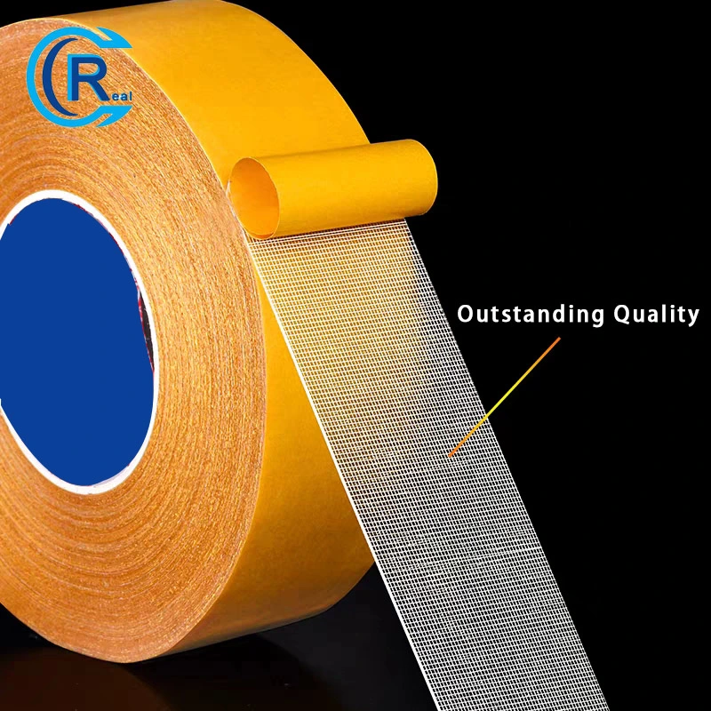 Double-Sided Fabric Tape Adhesive Tape, Multi-Purpose Fiberglass Mesh Tape Heavy Duty Super Adhesive Double Sided Mounting Tape, High Viscosity, No Residue, for