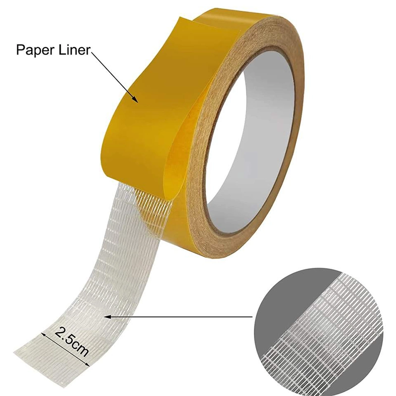 Double Sided Strong Adhesive Fiberglass Reinforced Filament Strapping Removable Multi-Purpose Rug Tape for Strip Sealing