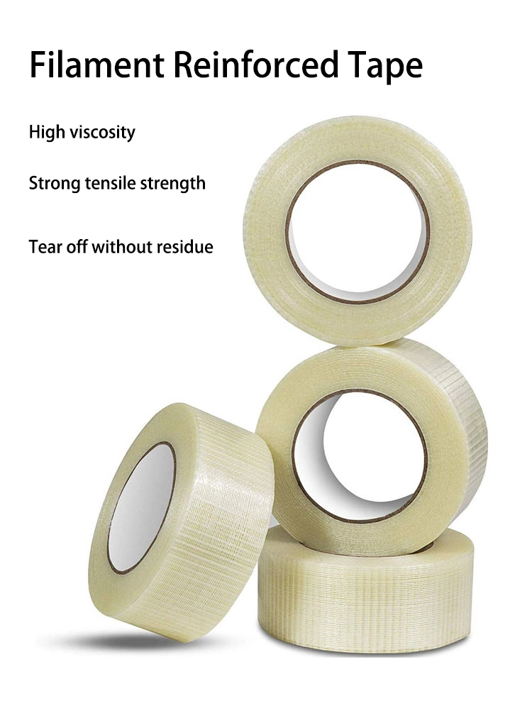Clear Home Appliance Fiberglass Reinforced Packaging Filament Adhesive Tape