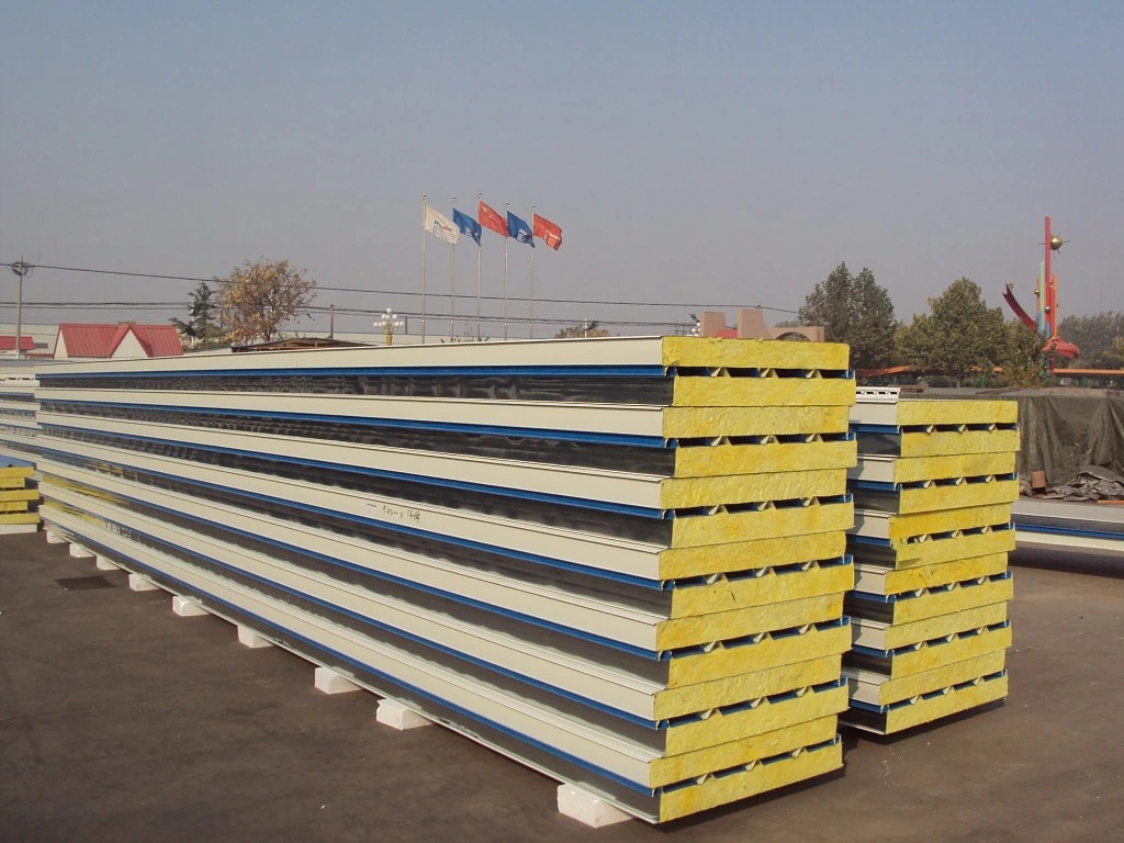 Fireproof Rock Wool Sandwich Panel Insulation Panels Acoustic Fiberglass Panel for Warehouse and Factory Shop