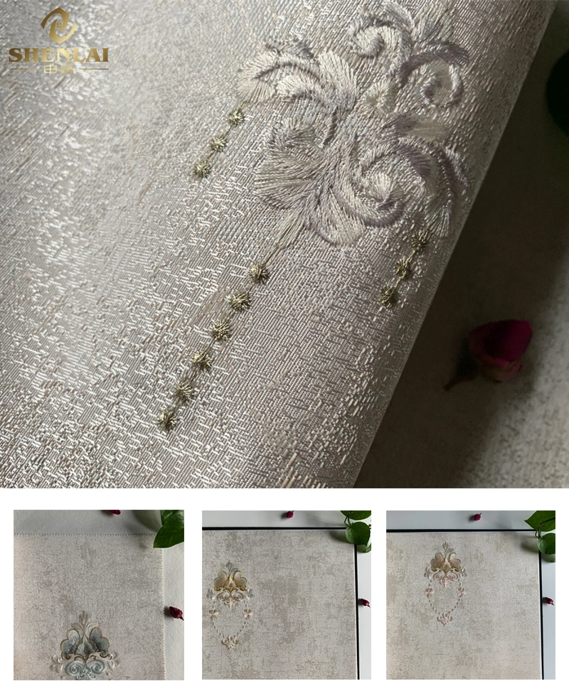 Embroidery 3D Waterproof Non Woven Chinoiserie Home Art Wallcovering