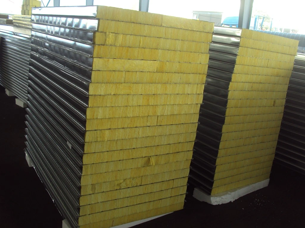 Fireproof Rock Wool Sandwich Panel Insulation Panels Acoustic Fiberglass Panel for Warehouse and Factory Shop