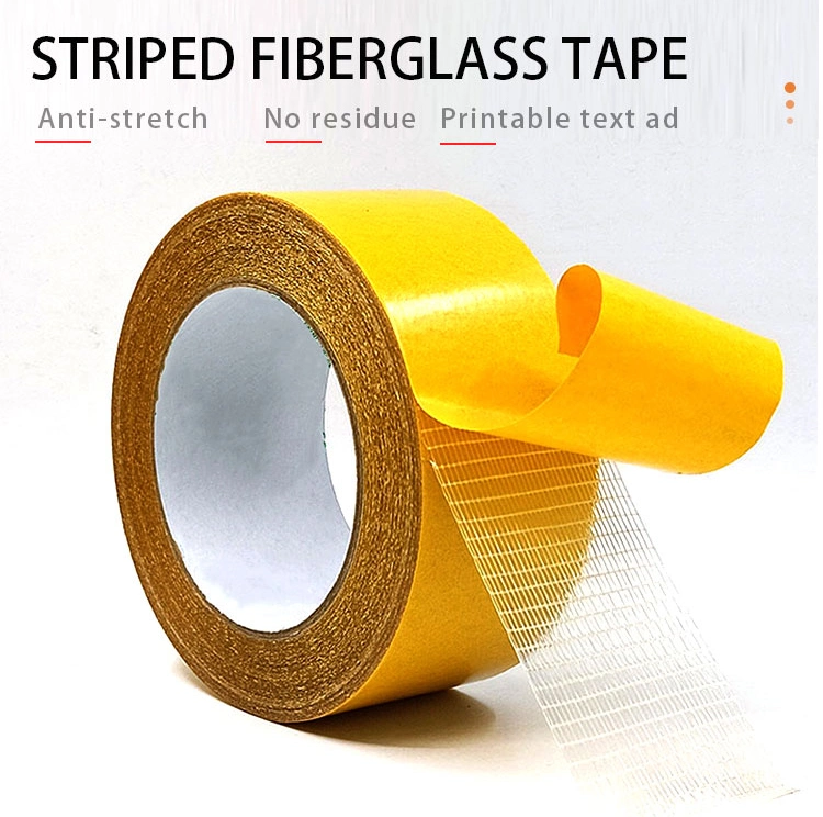 Double Sided Transparent Cross Filament Tape with Yellow Release Paper