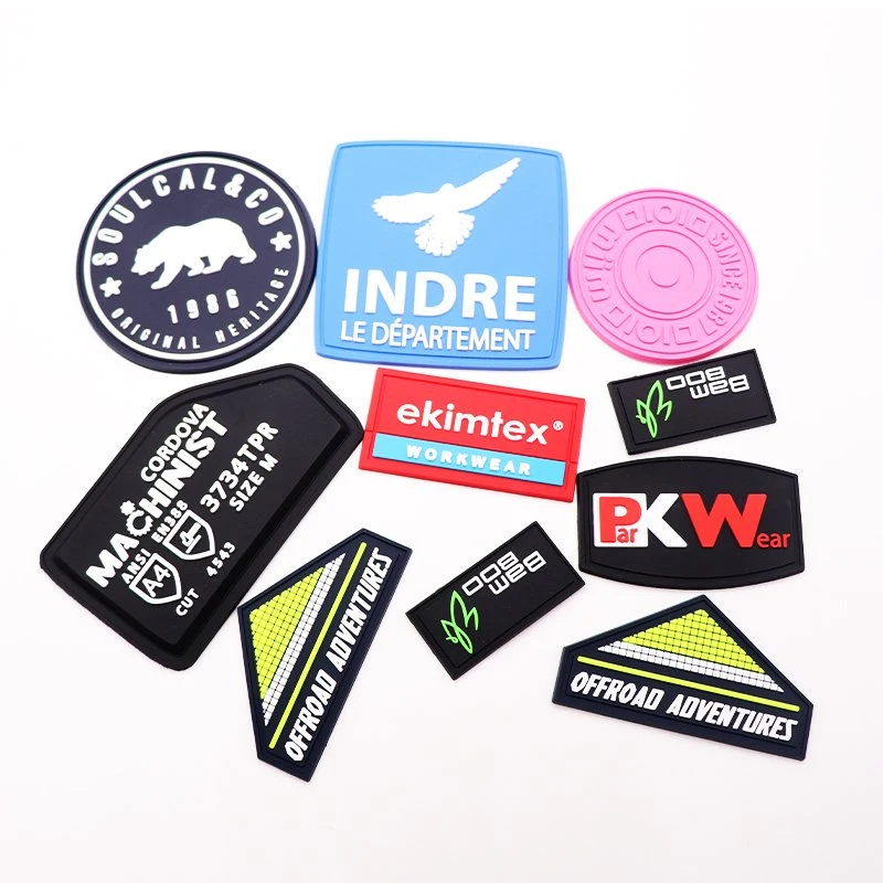 Made in China Custom Logo Private Fabric PVC PU Brand Tag Silicone Leather Badge Wholesale Hot Sale Woven Label Rubber Patch for Clothing