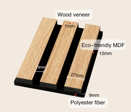 Wall Covering Veneer Wood Slat Pet MDF Acoustic Polyester Fiber Interior Soundproofing Ceiling Panel