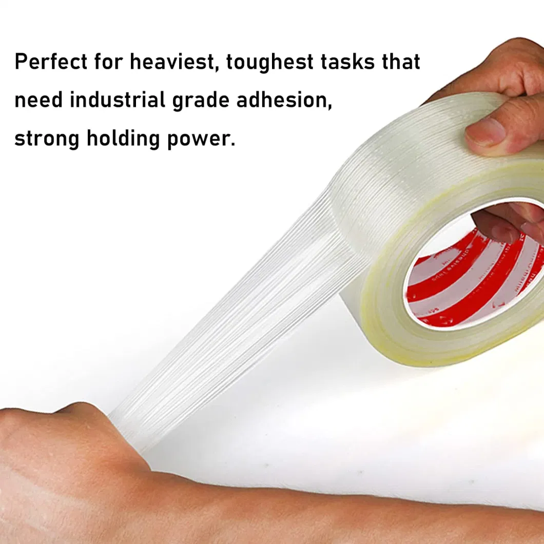 High Adhesion Custom Heavy Duty Packaging Reinforced Cross Woven Fiberglass Carton Sealing Filament Fiberglass Tape