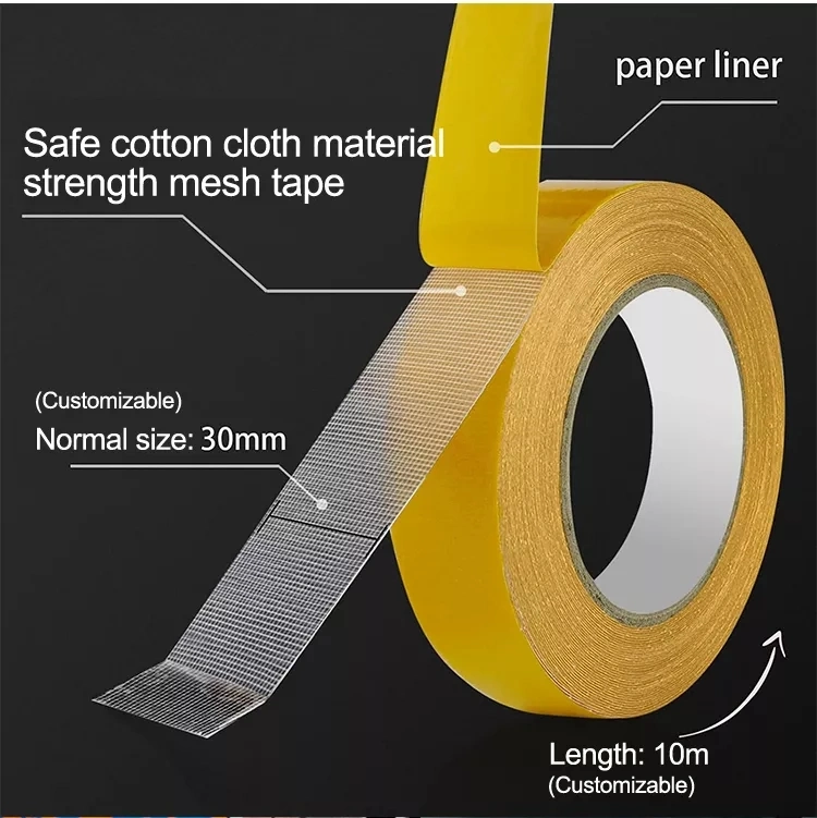 Fiber Double Sided Mesh Cross Weave Double Sided Filament Tape