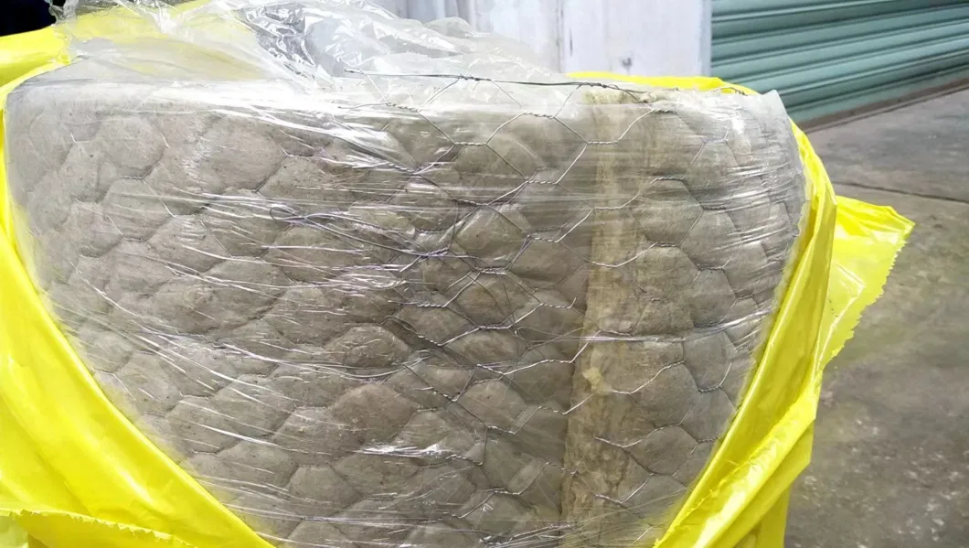 Wire Mesh Rock Wool Roll for Large Container Channels 100kg/M&sup3;