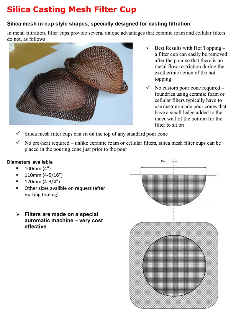 Refractory Cloth Filter Supply Fiberglass Fabric Mesh for Liquid Metal Casting Filtration