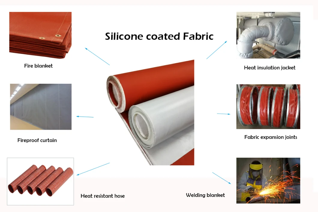 Fireproof High Temp Thermal Insulating Water Proof Silicon Coated Glass Fiber Fabric