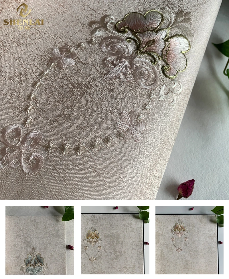 Embroidery Modern Waterproof Luxury Floral Wallcovering