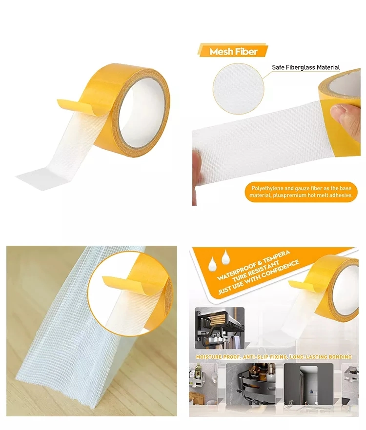 Double Sided Strong Adhesive Fiberglass Reinforced Filament Strapping Removable Multi-Purpose Rug Tape for Strip Sealing