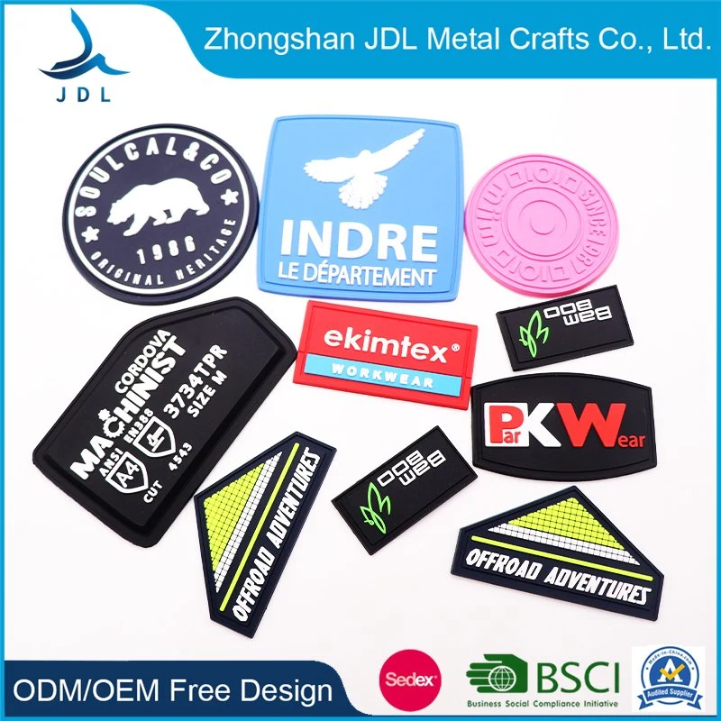 Custom Popular Design Custom Logo Hanging PVC Badge Silicone Patch for Pants/Jacket