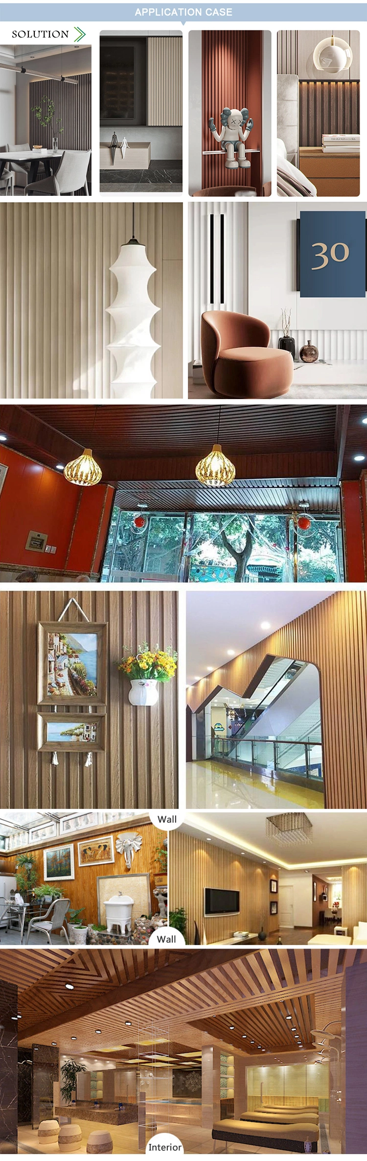 Bamboo Fiber Board Cladding Tiles Interior Wall Wood Plastic Composite Interior Wall Cladding