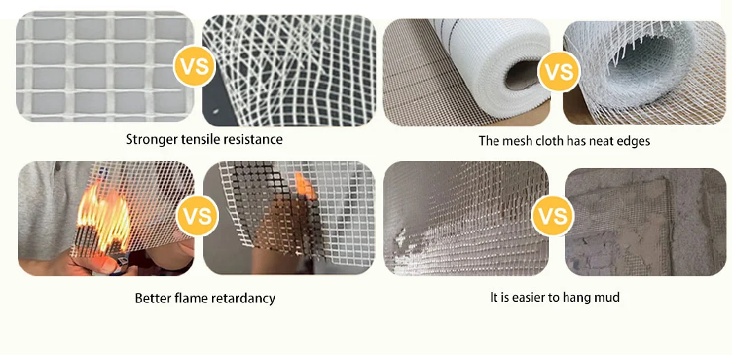 Orange White Glass Fiber Mesh Cloth with Non-Crack Advanced Materials on The Wall