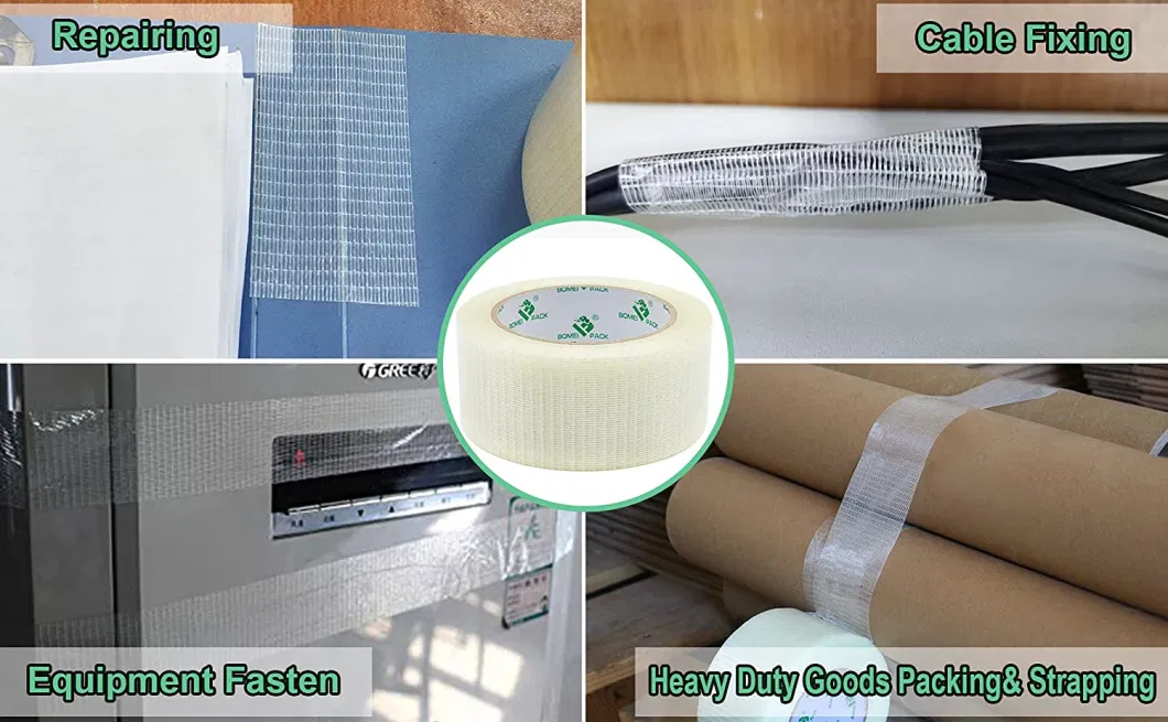 High Adhesion Custom Heavy Duty Packaging Reinforced Cross Woven Fiberglass Carton Sealing Filament Fiberglass Tape