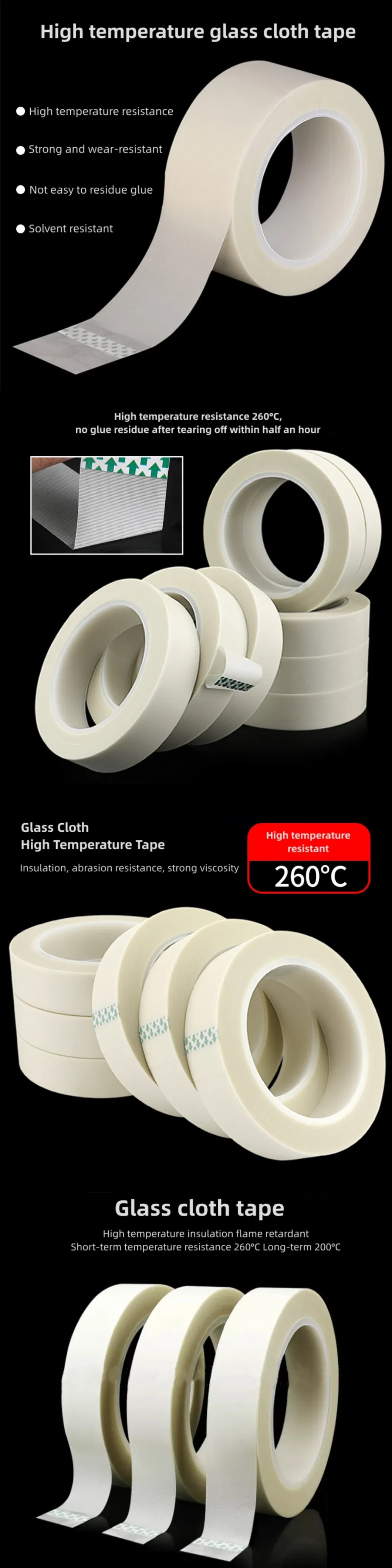 White Cross 2&quot; Glass Fiber Self Adhesive Cross-Weaved Filament Fiber Weave Tape