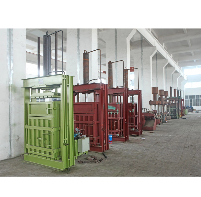 Two Loading Boxes Vloth Textile Cardboard Baler Manual Strapping