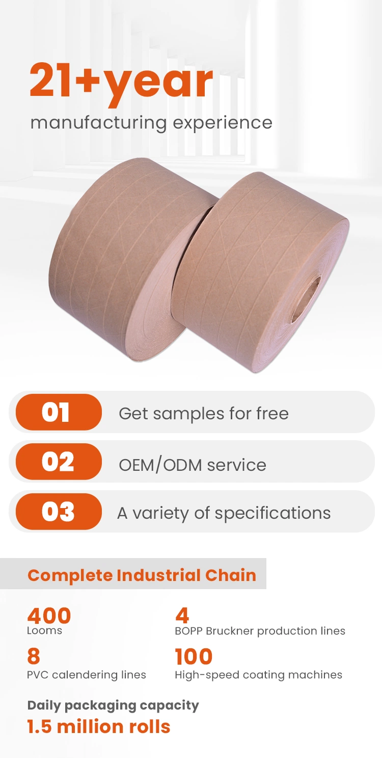 China Factory Hot Selling Fiber Reinforced Kraft Paper Gum Tape with High Quality