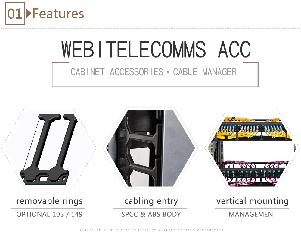 0u Installation Cable Manager Plastic Vertical Network Cable Wire Organizer for 19&prime; &prime; Data Cabinet