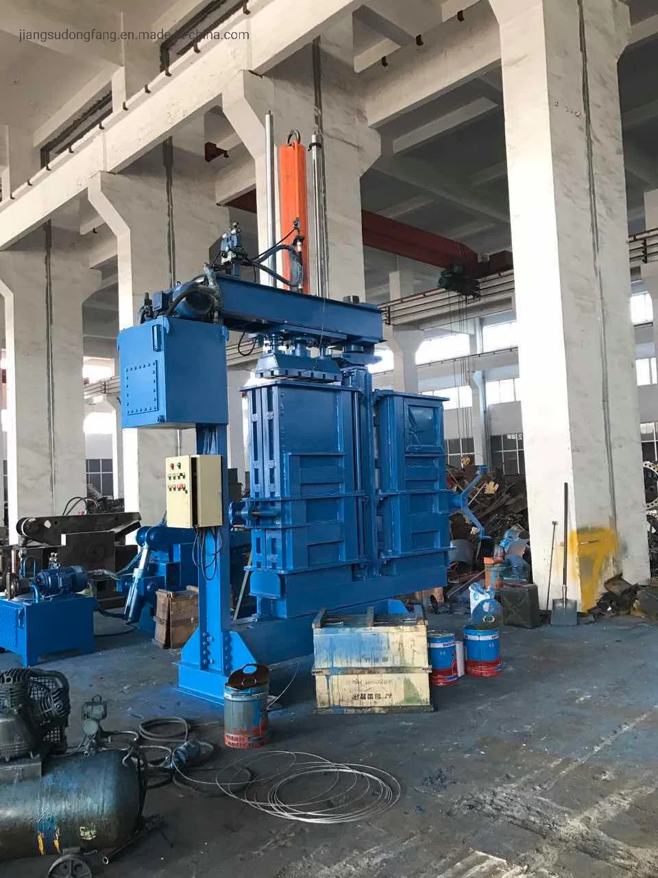 Two Loading Boxes Vloth Textile Cardboard Baler Manual Strapping