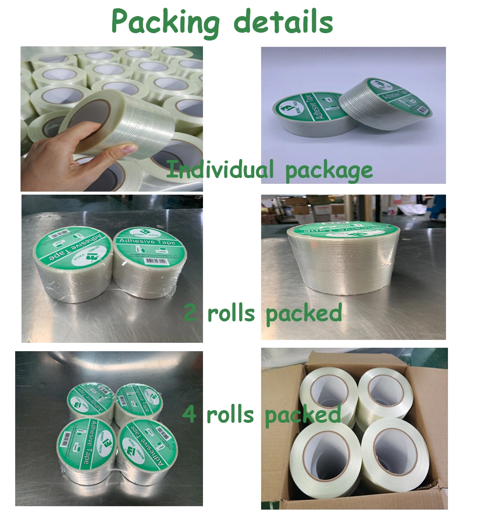 Clear Pet Filament Tape Fiberglass Self-Adhesive Tape for Heavy Duty Carton Packing Strapping
