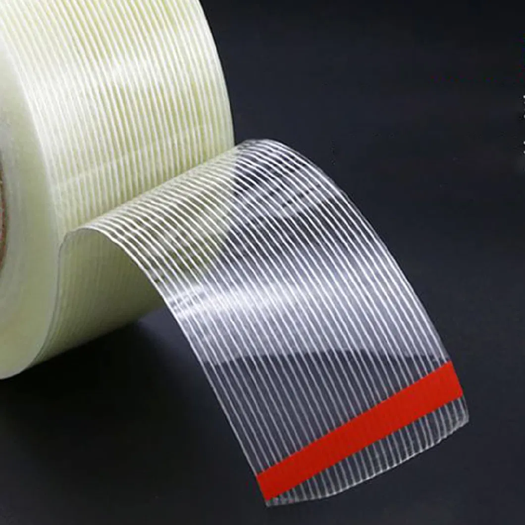 Braided High Breaking Strength Moisture Sensitive Transparent Single Sided Cross Thread Filament Tape