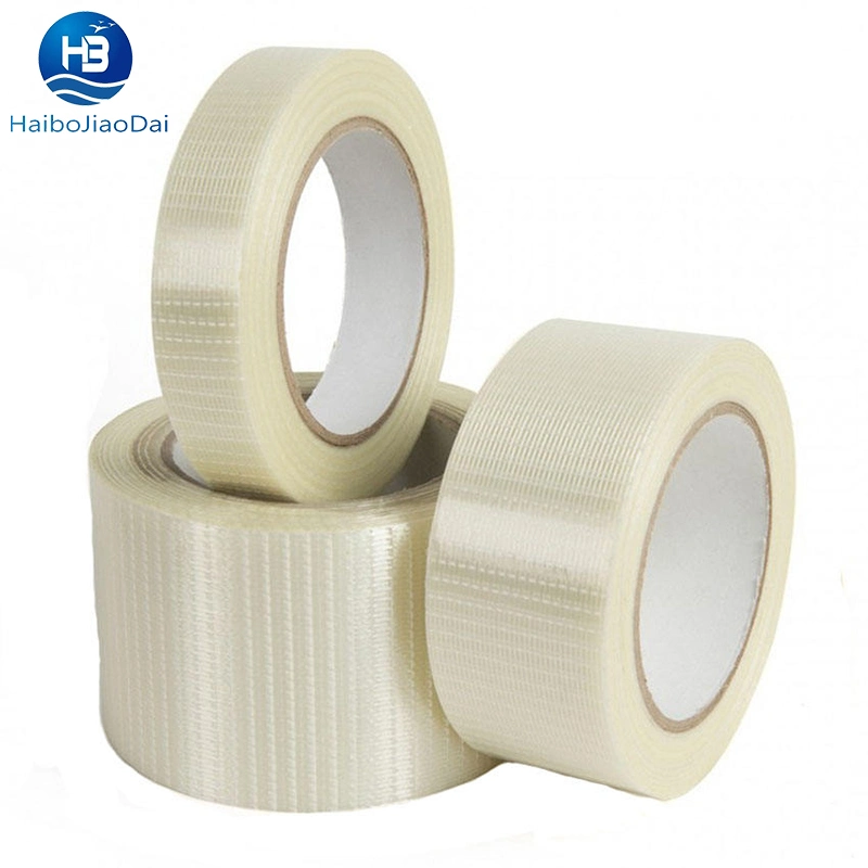 Thin Rubber Adhesive Fiberglass Reinforced Adhesive Filament Mesh Wrap Waterproof Heavy Duty Glass Tape