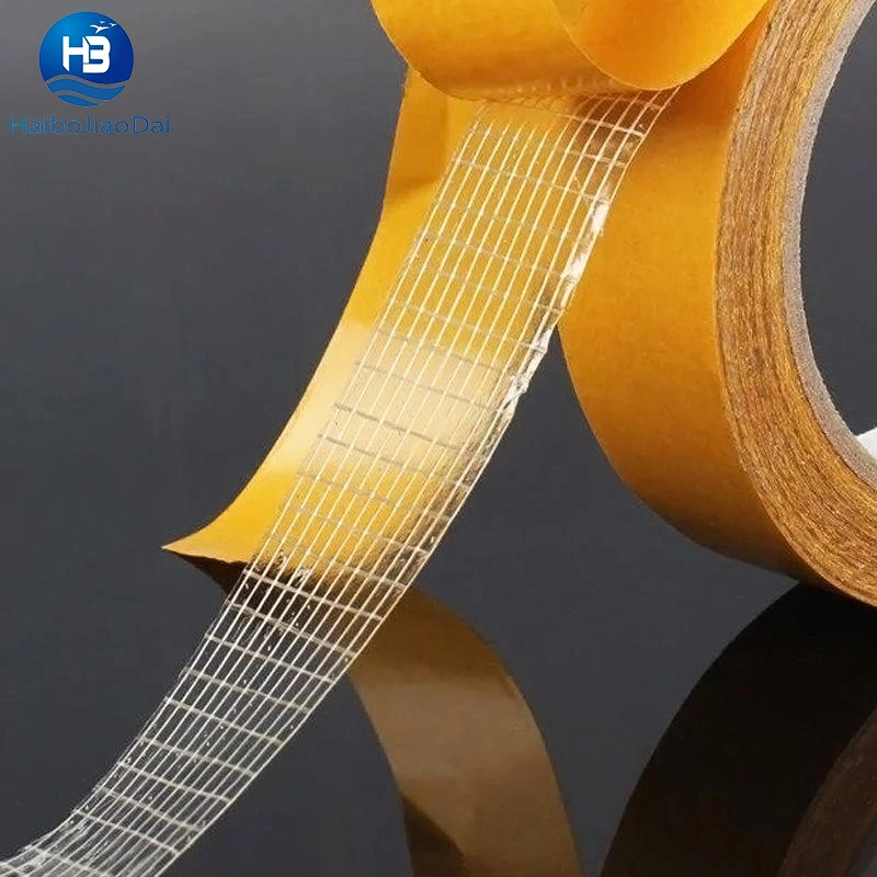 Double Sided Fiberglass Reinforced Strapping Filament Tape Carpet Gripper Super Strong Mesh Tape