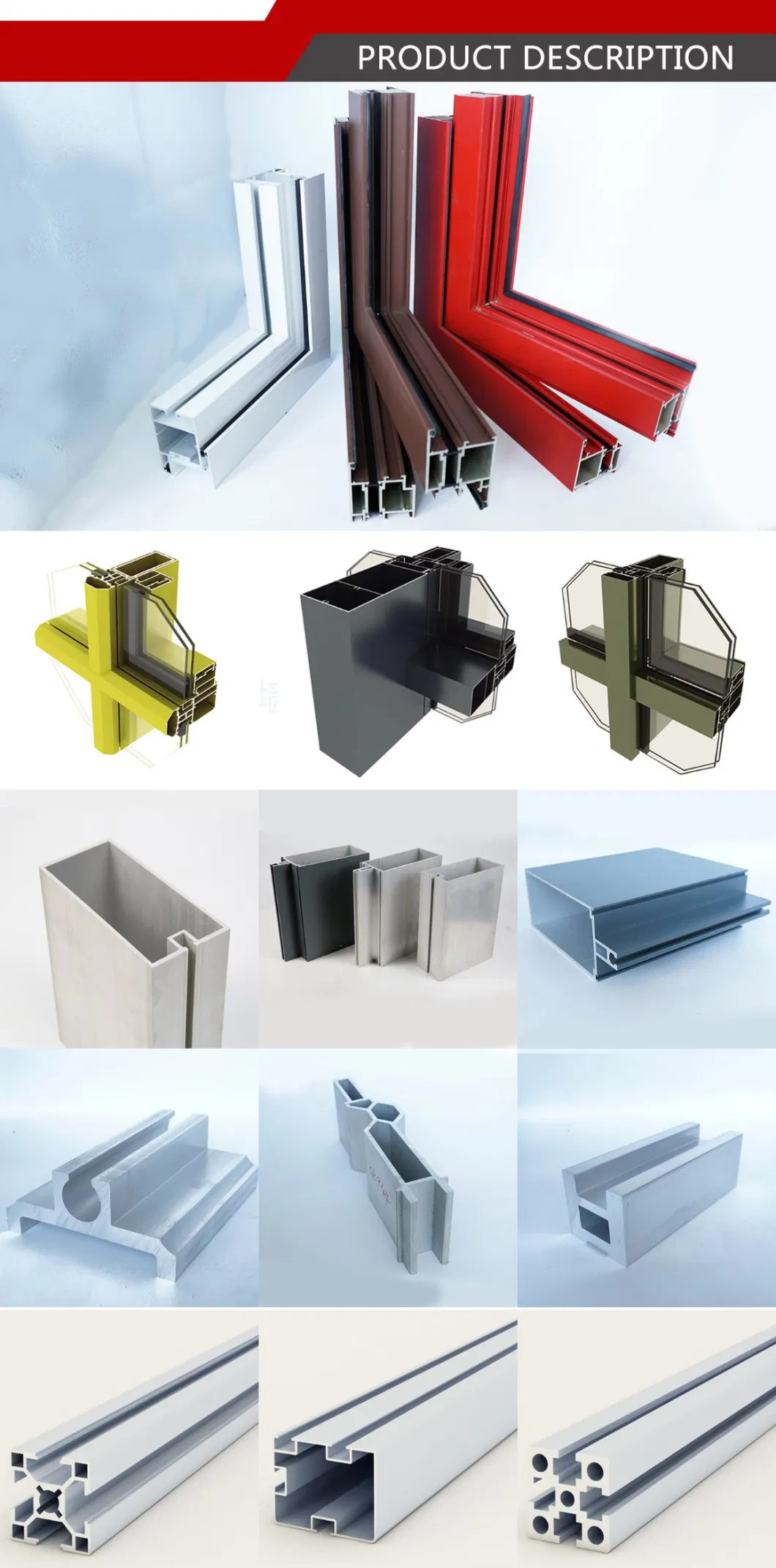 Aluminium Outdoor Wall Covering Modern Facade Double Glazing Aluminum Curtain Wall Profiles