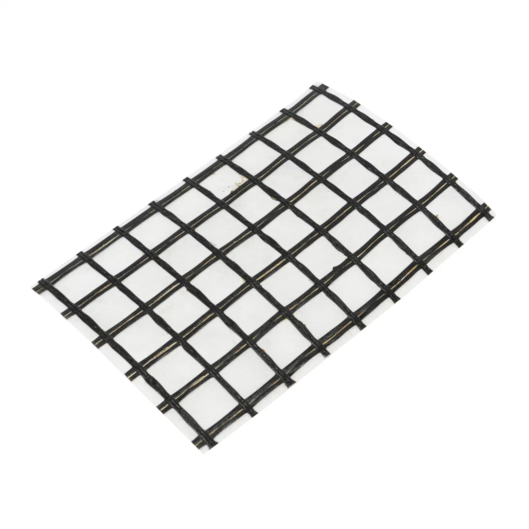 Soil Slope Road Basement Pavement Construction Polyester Geogrid Composite with Nonwoven Geotextile 40kn 50kn 80kn 100kn