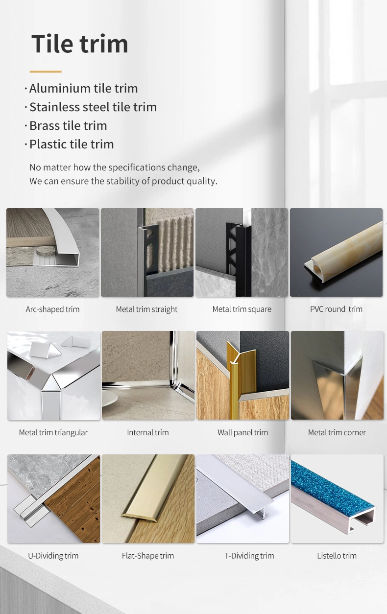 Free Sample Wall Panel Profile Metal Trim Round Corner Edging Strip for Tiles