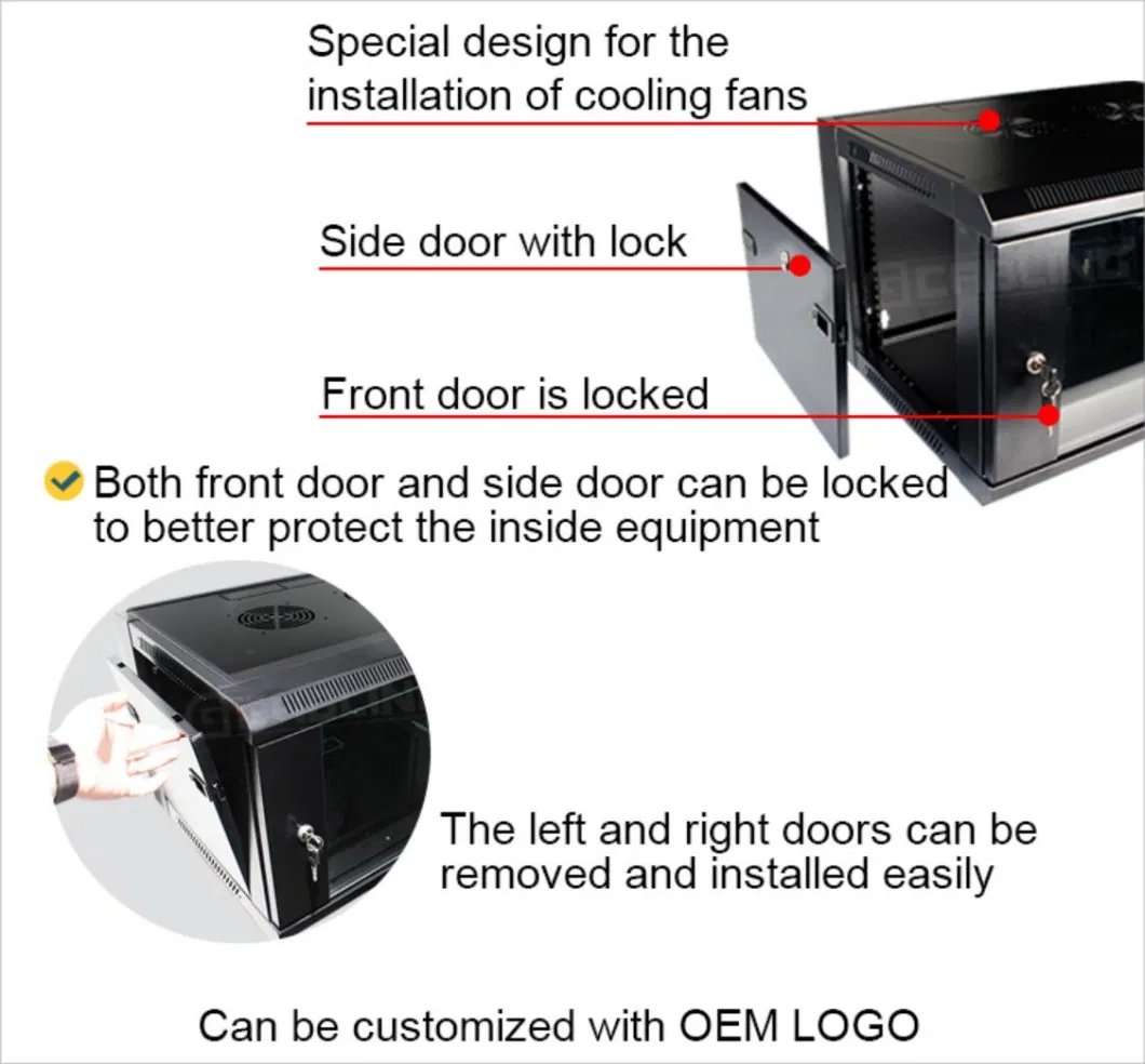 Communication DIY Data 4u 6u 9u 12u 15u 18u 22u Wall Mount Depth 450mm 550mm Server Network Cabinet