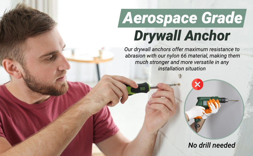 Premium Splitting Nylon 66 Self-Drilling Drywall Anchors and Screws Kit