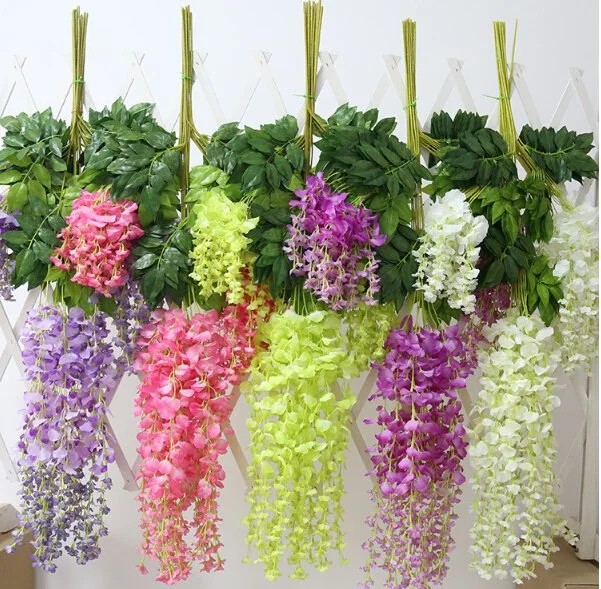 Songtao Popular Products Suitable Price Artificial Wisteria Hanging Flowers Artificial Plant Wall Hanging Fake Flowers Wedding Decoration Whosale Wisteria