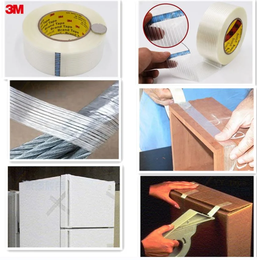 Heat Resistant 3m 893/897 Single Sided Fiber Shipping Clear Self Adhesive Strapping Reinforced Fiberglass Filament Tape