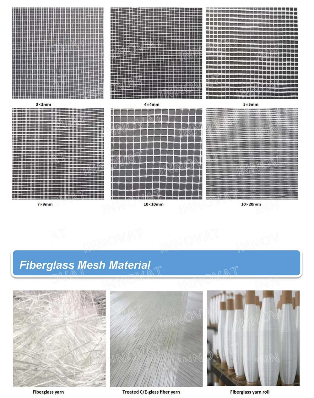 Alkaline Resistance Fiberglass Mesh 4*4mm Fiberglass Mesh Wall Anticrack/C Glass 145GSM Composite Alkali Resistant Concrete Fiberglass Wire Mesh Cloth