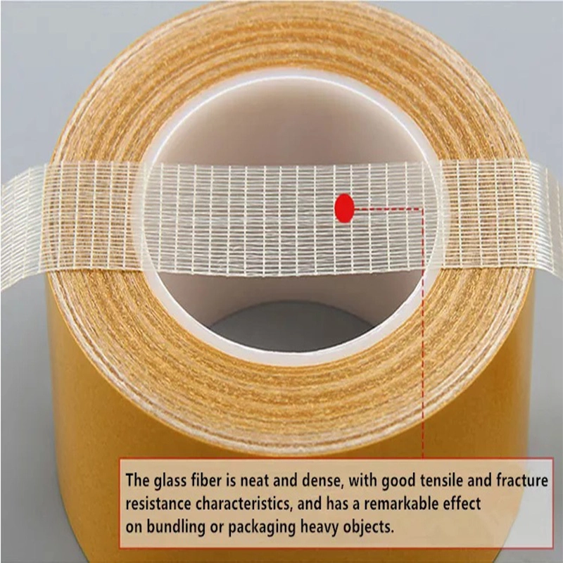 Glass Cloth Insulating Fiber Join Tape Hotmelt Glue Cross Weave Fiber Adhesive Double Sided Carpet Fiberglass Mesh Tape Plain Glass Fiber Strength Strapping