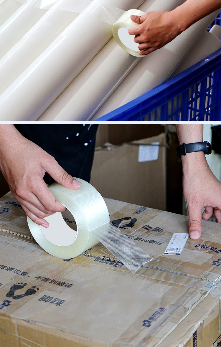 Heavy Duty Fiber Shipping Clear Self Adhesive Strapping Reinforced Fiberglass Filament Tape