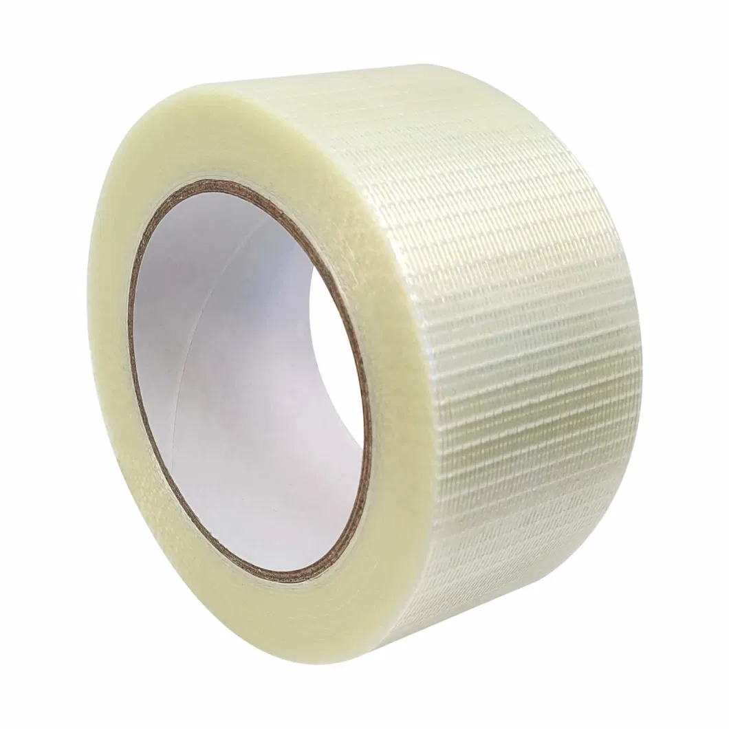 Heavy Duty Bi-Directional Transparent Reinforced Fiberglass Tape Nylon Filament Strapping Tape for Sealing Binding Fixing