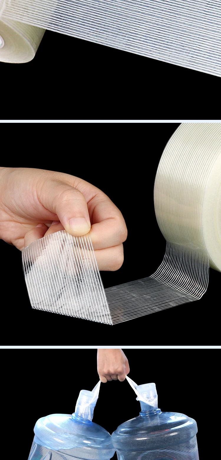Heavy Duty Fiber Shipping Clear Self Adhesive Strapping Reinforced Fiberglass Filament Tape