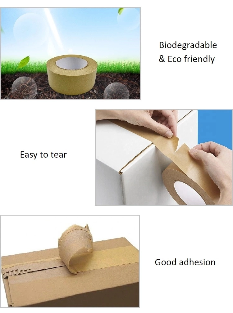 Custom Printing Water Activated Fiber Reinforced Kraft Paper Tape for Packaging