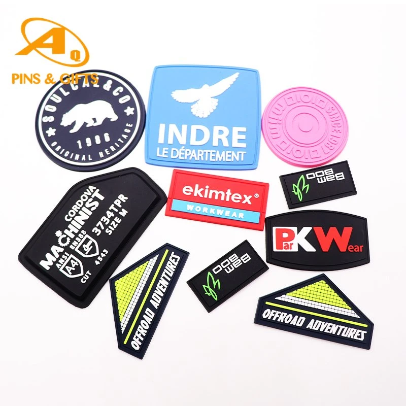 Wholesale Custom Logo Printing Label Wash Care Content Tinted Clothing Soft PVC Silicone Rubber Patch