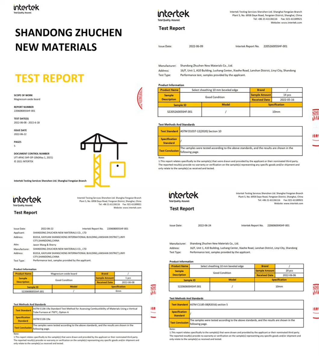 Zhuchen MGO Board Laminated with Melamine Paper Decorative Panel Fireproof Construction Materials for Wall