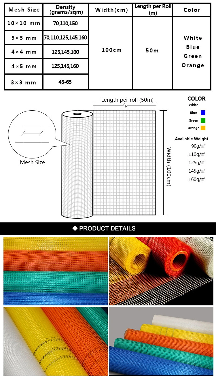 110g Fireproofing Fabric Building Material Fiberglass Mesh for Concrete