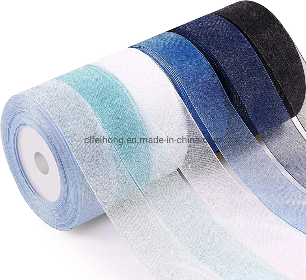 Solid Color Fancy Organza Ribbons for Box Wrapping Decoration Wedding Birthday Gift Packaging