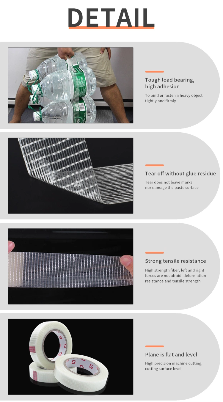 High Adhesion Mesh Hot Melt Adhesive Filament Strapping Tape for Packaging