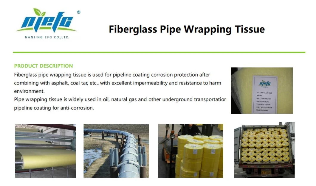 High Tensile Strength Fire Retardant Fiberglass Tissue for Pipe Wrapping